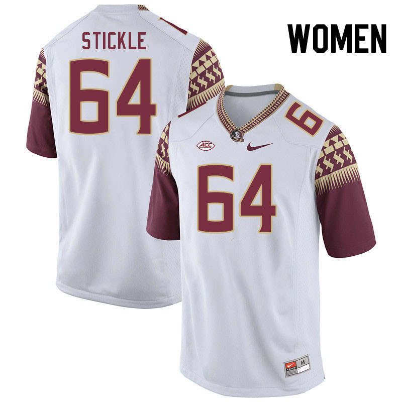 Women #64 David Stickle Florida State Seminoles College Football Jerseys Stitched-White - Click Image to Close
